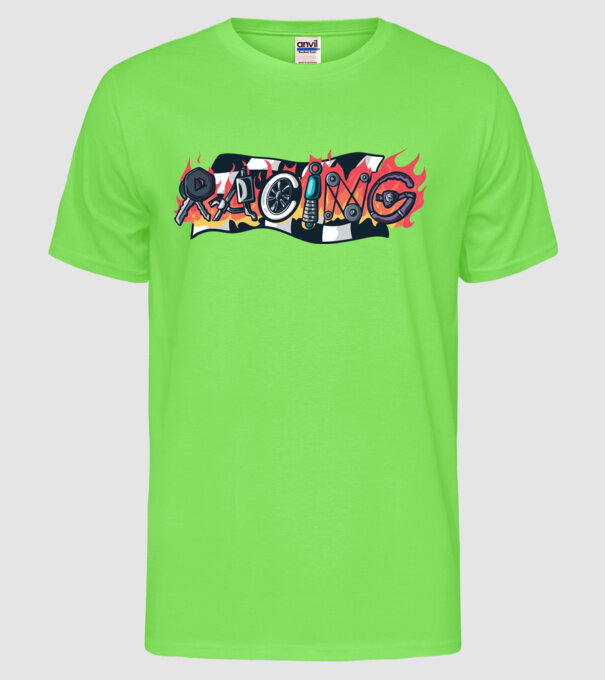 Cursă Racing model verde neon pe tricou