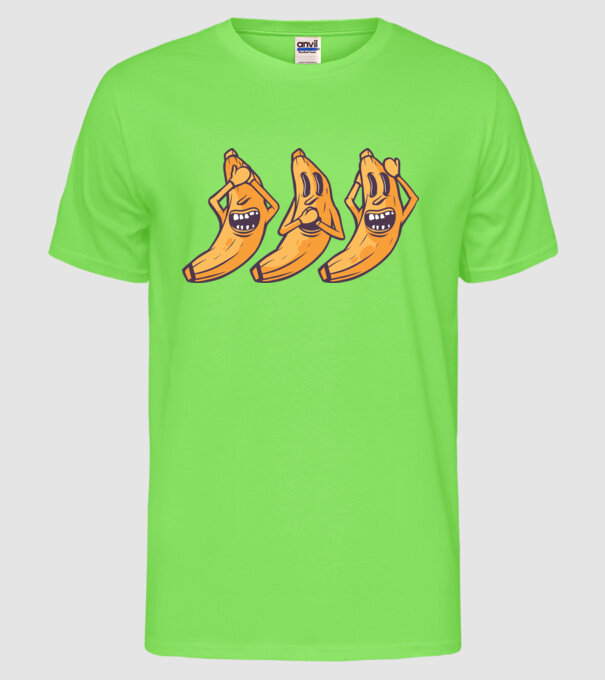 Banane amuzante - Nu vede, nu vorbește, nu aude model verde neon pe tricou