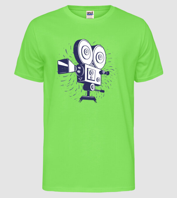 Camera video retro Vintage model verde neon pe tricou