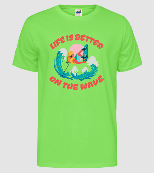 Wakeboard - Life is better on the wave model verde neon pe tricou
