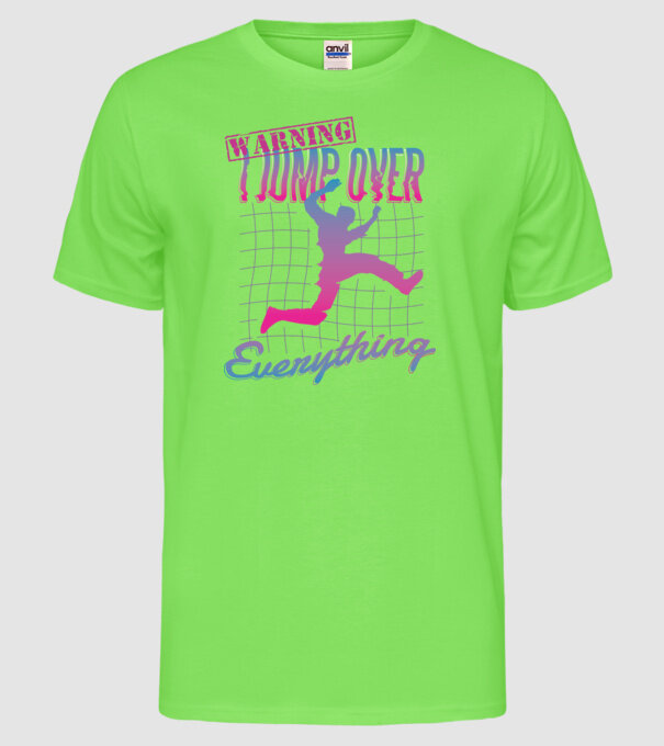 Warning I Jump over everything Parkour model verde neon pe tricou