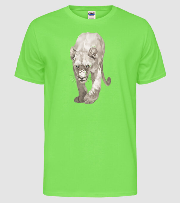 white lion model verde neon pe tricou