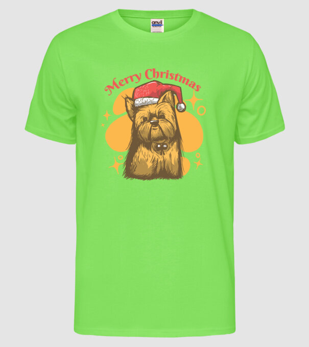 Crăciun Yorkie model verde neon pe tricou