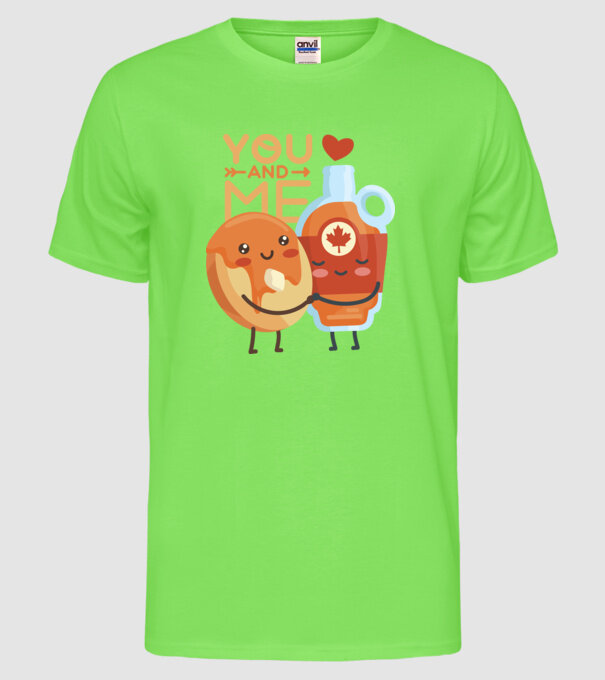 'You and Me tricou cuplu pentru Valentine''s Day' model verde neon pe tricou