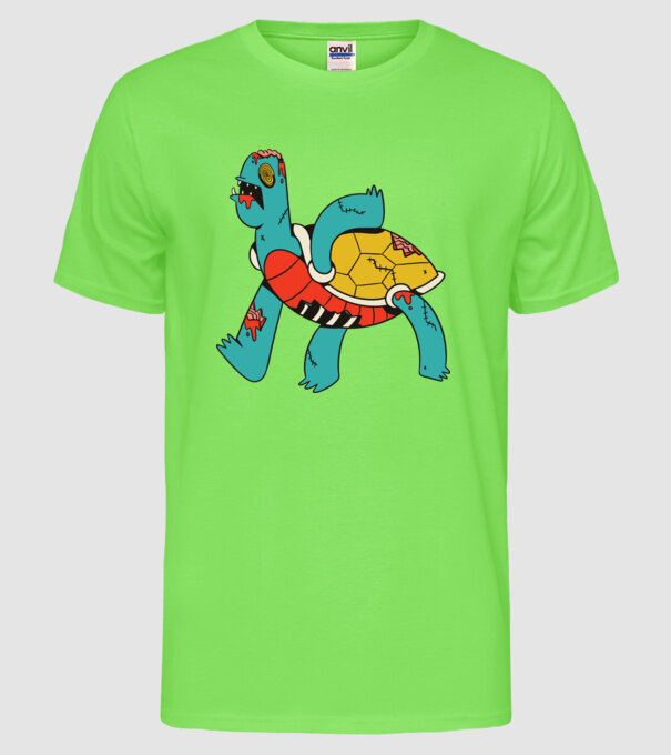 Broască țestoasă Zombie model verde neon pe tricou