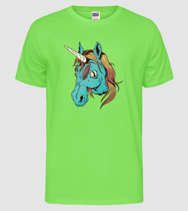 Unicorn Zombie model verde neon pe tricou