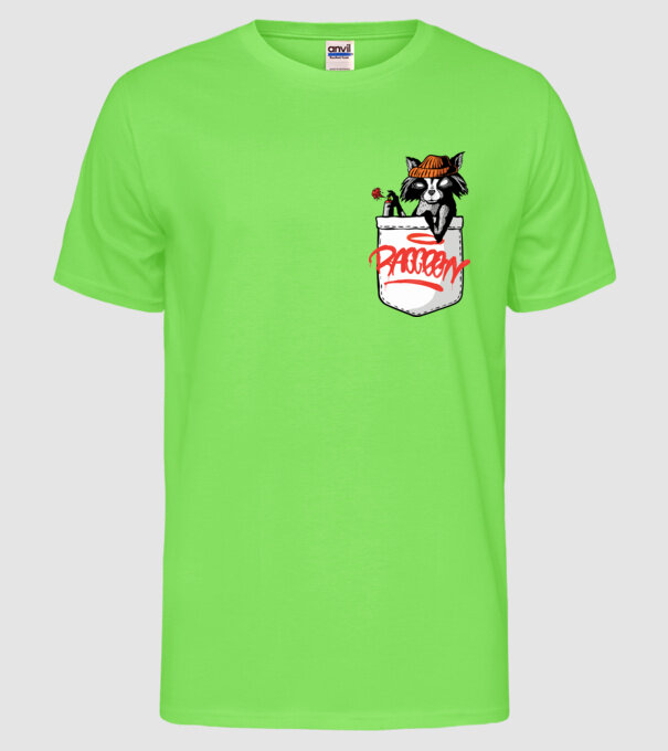 Raton de buzunar model verde neon pe tricou