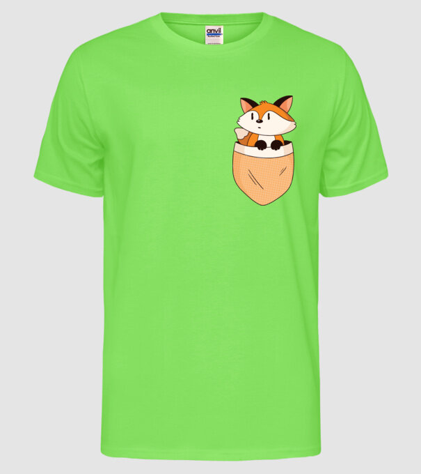 Vulpe de buzunar model verde neon pe tricou