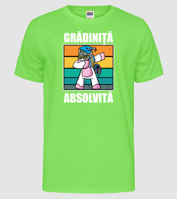 Absolvită grădiniță model verde neon pe tricou