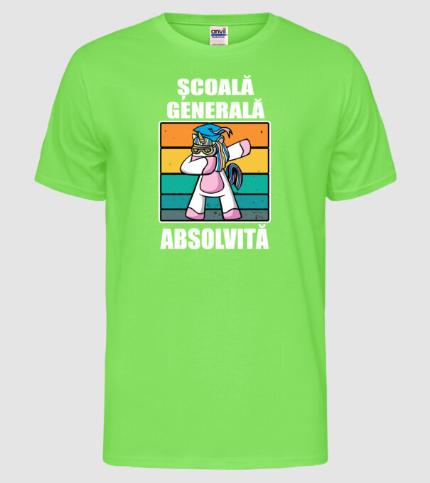 Absolvită școală generală model verde neon pe tricou