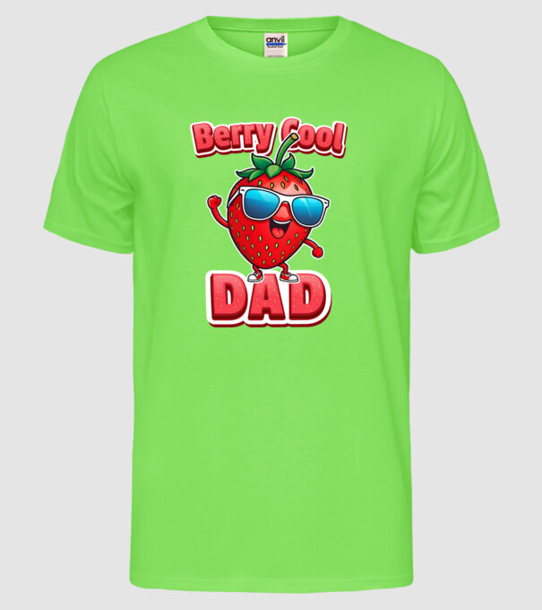 Berry Cool Dad Strawberry model verde neon pe tricou