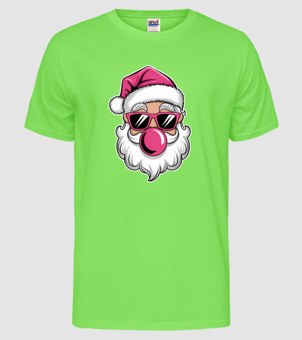 Bubble gum Santa 2 model verde neon pe tricou