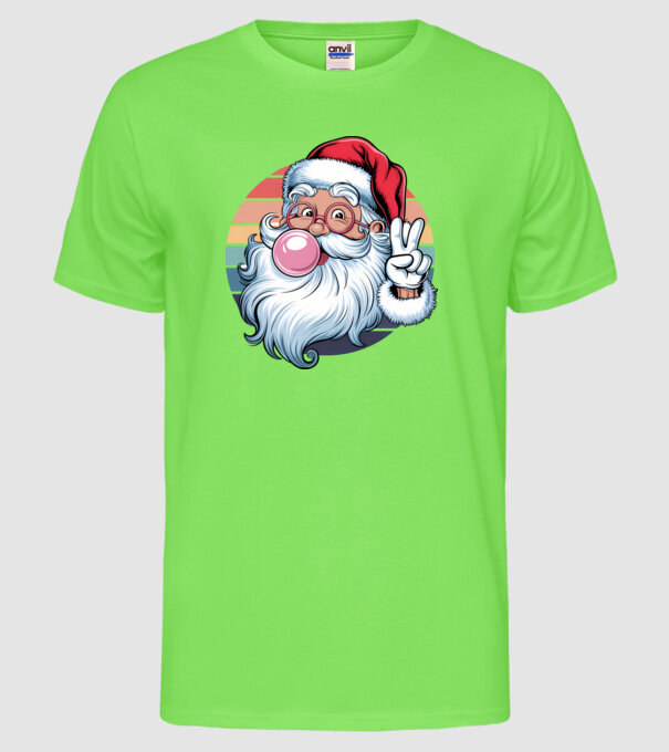 Bubble gum santa model verde neon pe tricou