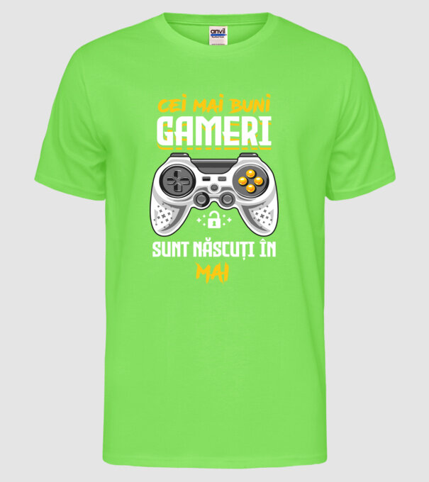 cei mai buni gameri sunt născuți în mai model verde neon pe tricou
