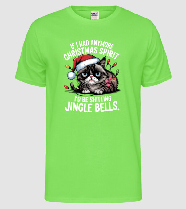 Christmas Spirit Grumpy Cat Negru model verde neon pe tricou