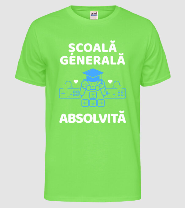 Școală generală absolvită model verde neon pe tricou