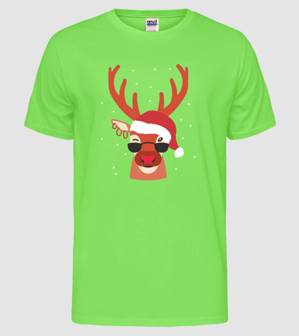 Cool Reindeer Rudolph model verde neon pe tricou