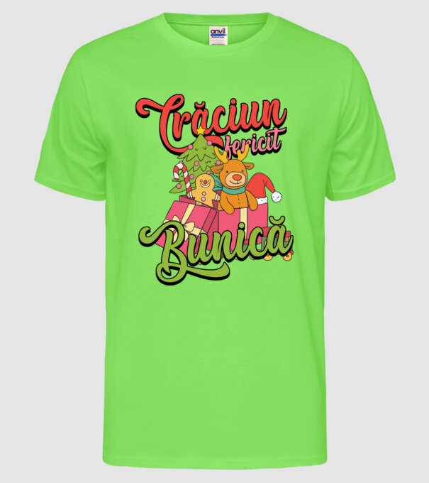 CRĂCIUN FERICIT BUNICĂ model verde neon pe tricou