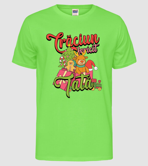CRĂCIUN FERICIT TATĂ model verde neon pe tricou