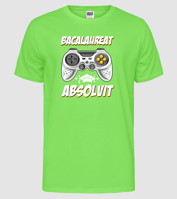 Gameri şcoală Bacalaureat model verde neon pe tricou