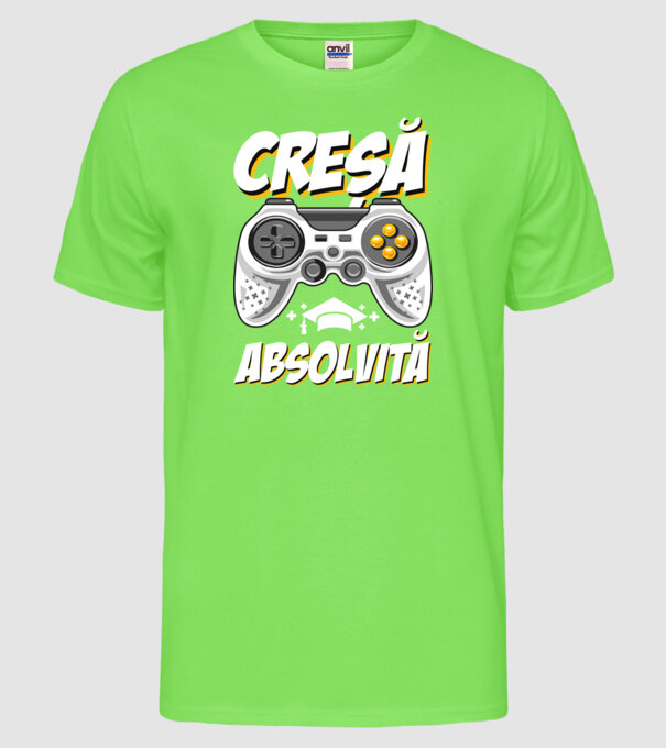 Gameri şcoală Creșă model verde neon pe tricou