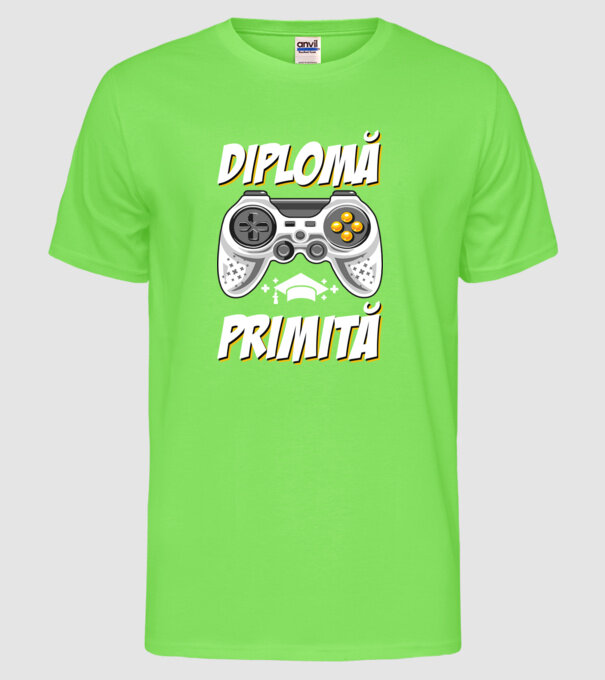 Gameri şcoală Diplomă model verde neon pe tricou