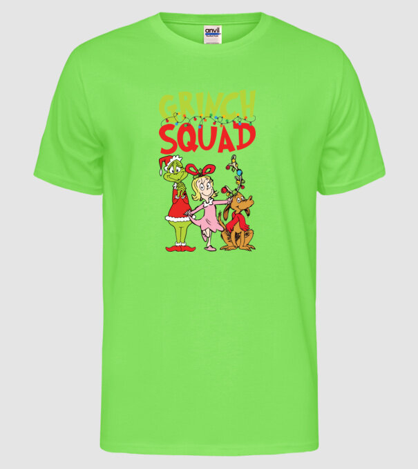 Grinch Squad model verde neon pe tricou