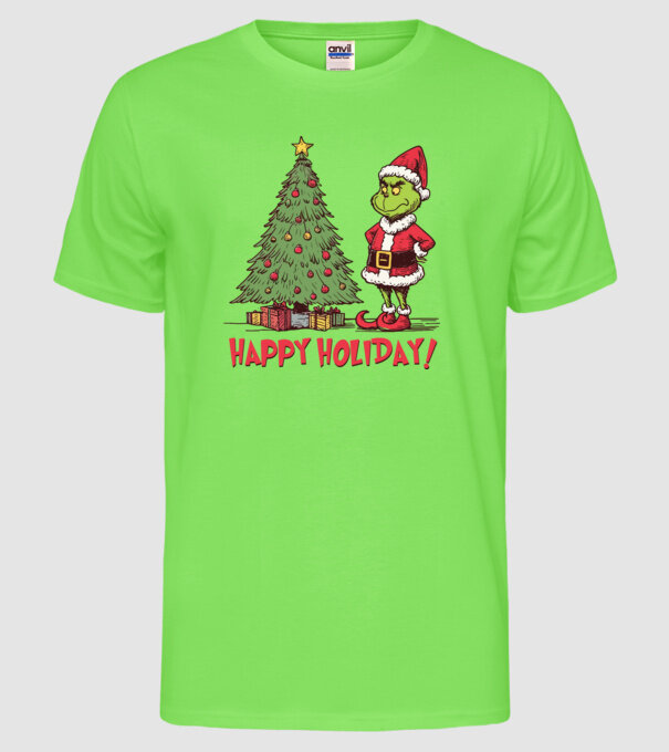 Happy Holiday Grinch model verde neon pe tricou