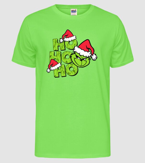 Ho Ho Ho - Grinch model verde neon pe tricou