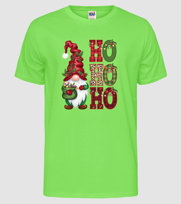 HOHOHO Gnome model verde neon pe tricou