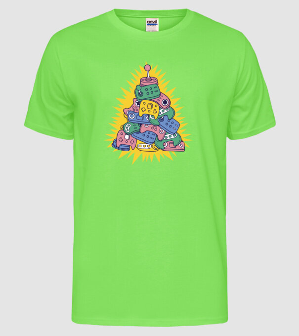 Joystick pom de Crăciun model verde neon pe tricou