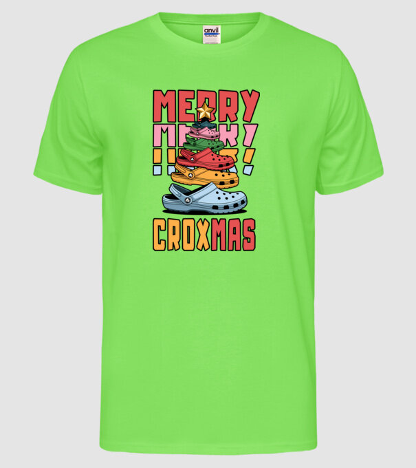 Merry Croxmas model verde neon pe tricou