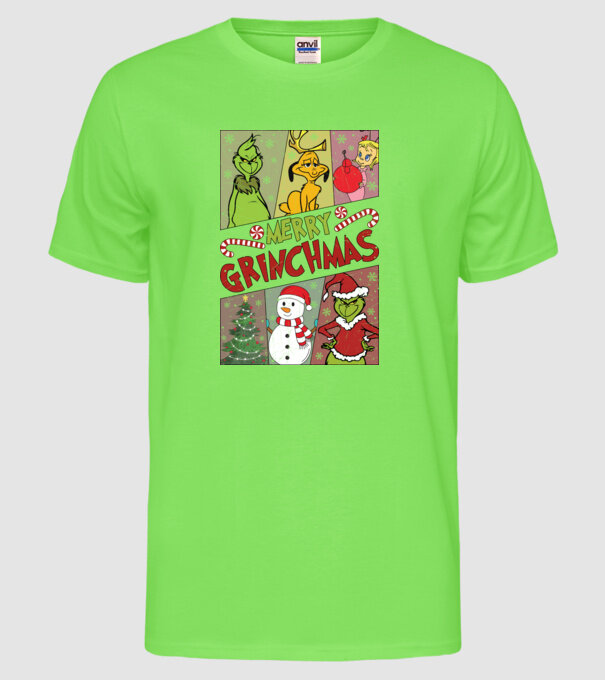 Merry Grinchmas - Grinch model verde neon pe tricou