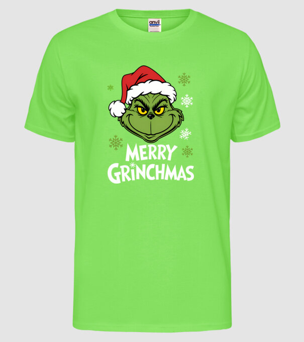 Merry Grinchmas Negru model verde neon pe tricou