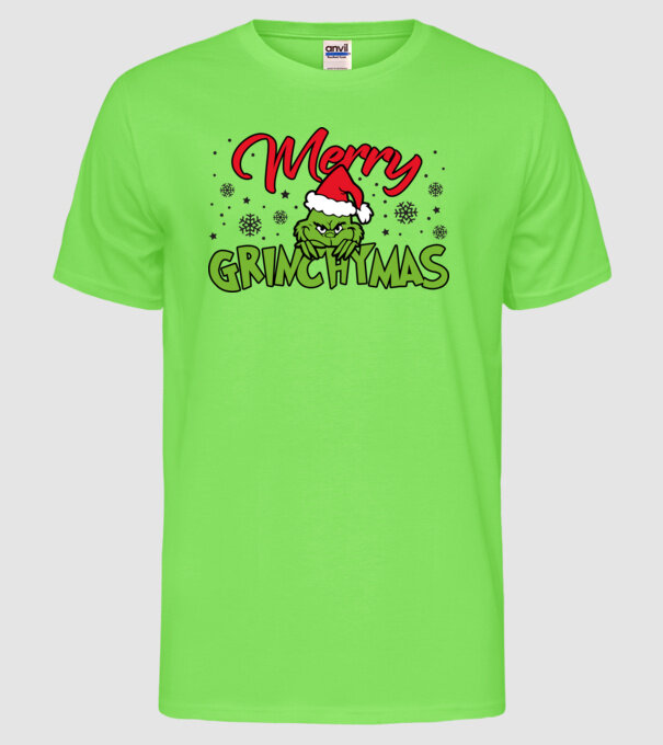 Merry Grinchymas - Grinch model verde neon pe tricou