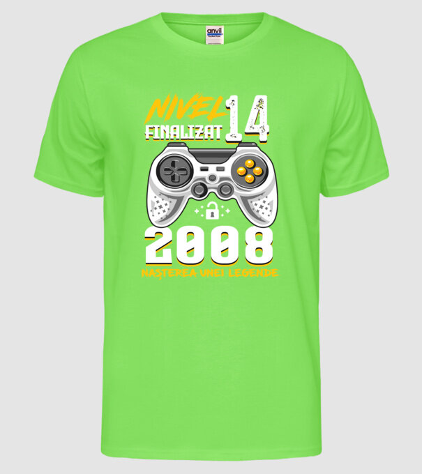 Nivel 14 finalizat. 2008 nașterea unei legende model verde neon pe tricou