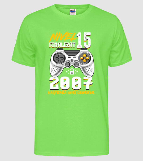 Nivel 15 finalizat. 2007 nașterea unei legende model verde neon pe tricou