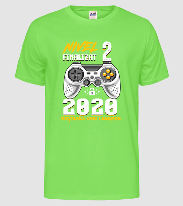 Nivel 2 finalizat. 2020 nașterea unei legende model verde neon pe tricou
