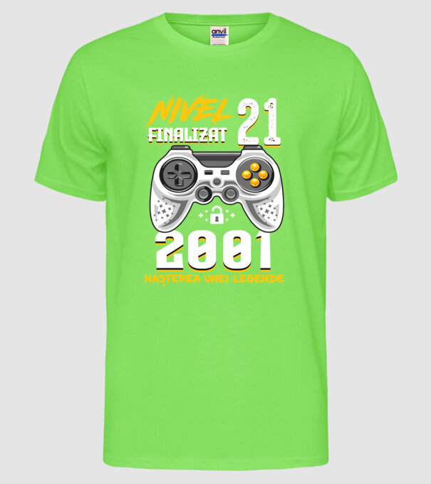 Nivel 21 finalizat. 2001 nașterea unei legende model verde neon pe tricou