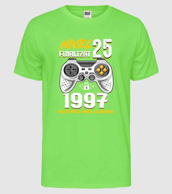 Nivel 25 finalizat. 1997 nașterea unei legende model verde neon pe tricou