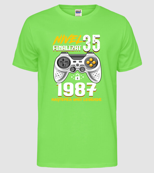 Nivel 35 finalizat. 1987 nașterea unei legende model verde neon pe tricou