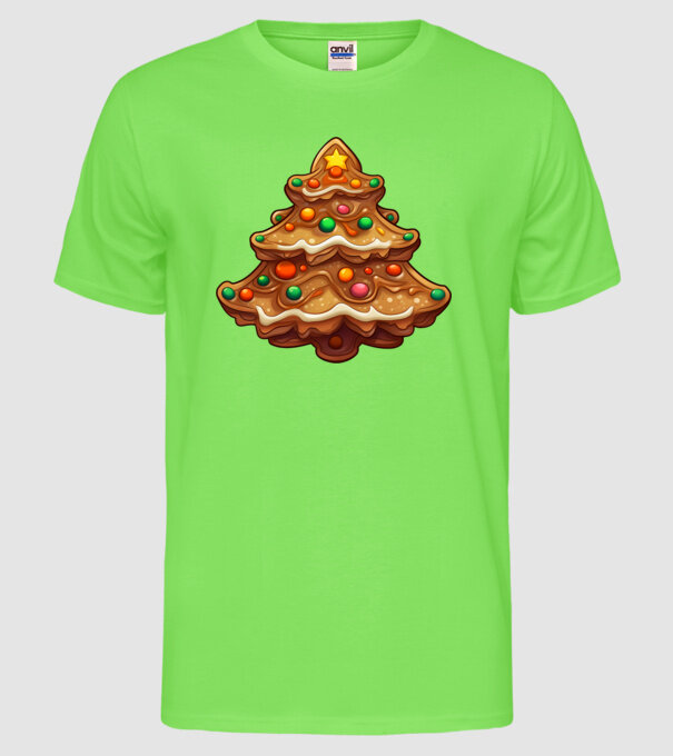 pom de Crăciun din turtă dulce model verde neon pe tricou