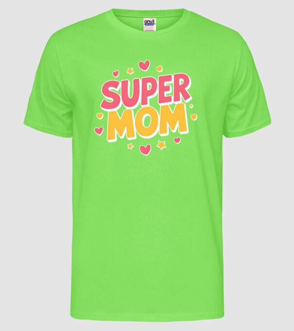 Super Mom Negru model verde neon pe tricou
