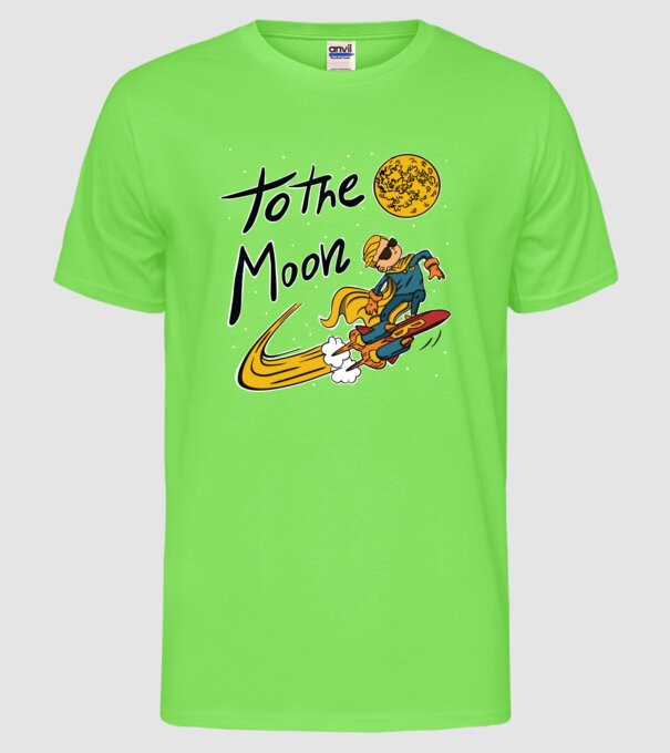 To the Moon Bitcoin model verde neon pe tricou