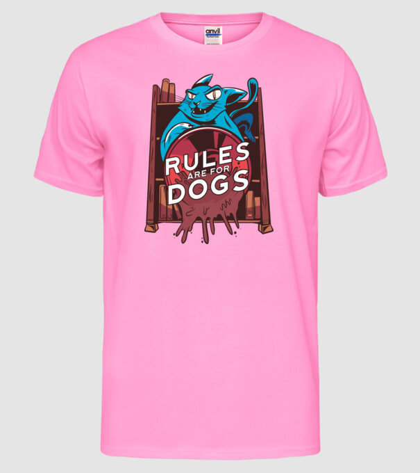 Regulile sunt pentru câini Cu pisică model roz neon pe tricou