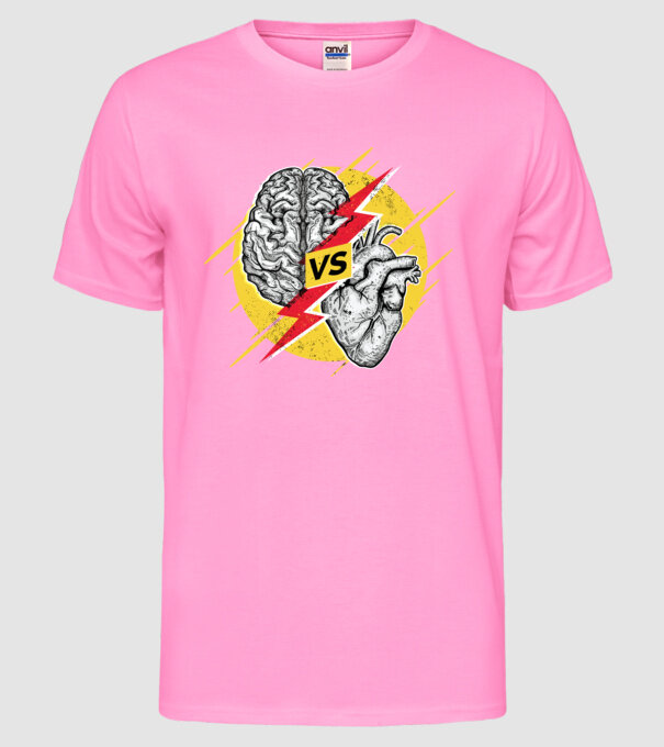 Creier vs. Inimă - Rațiune contra inimă model roz neon pe tricou