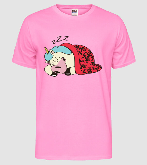 Unicorn adormit model roz neon pe tricou
