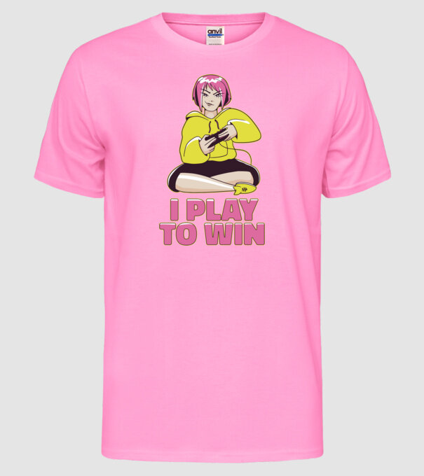 Anime fată Gamer model roz neon pe tricou