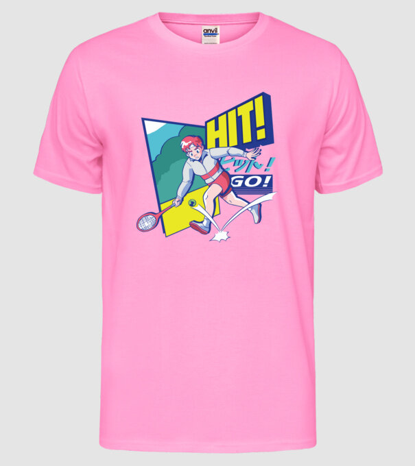 Anime Jucător de tenis băiat model roz neon pe tricou