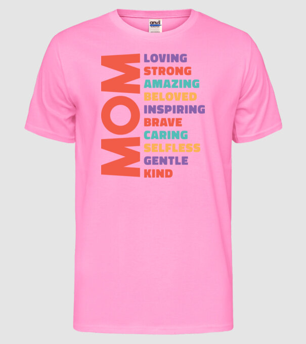 Caracteristici mamă model roz neon pe tricou